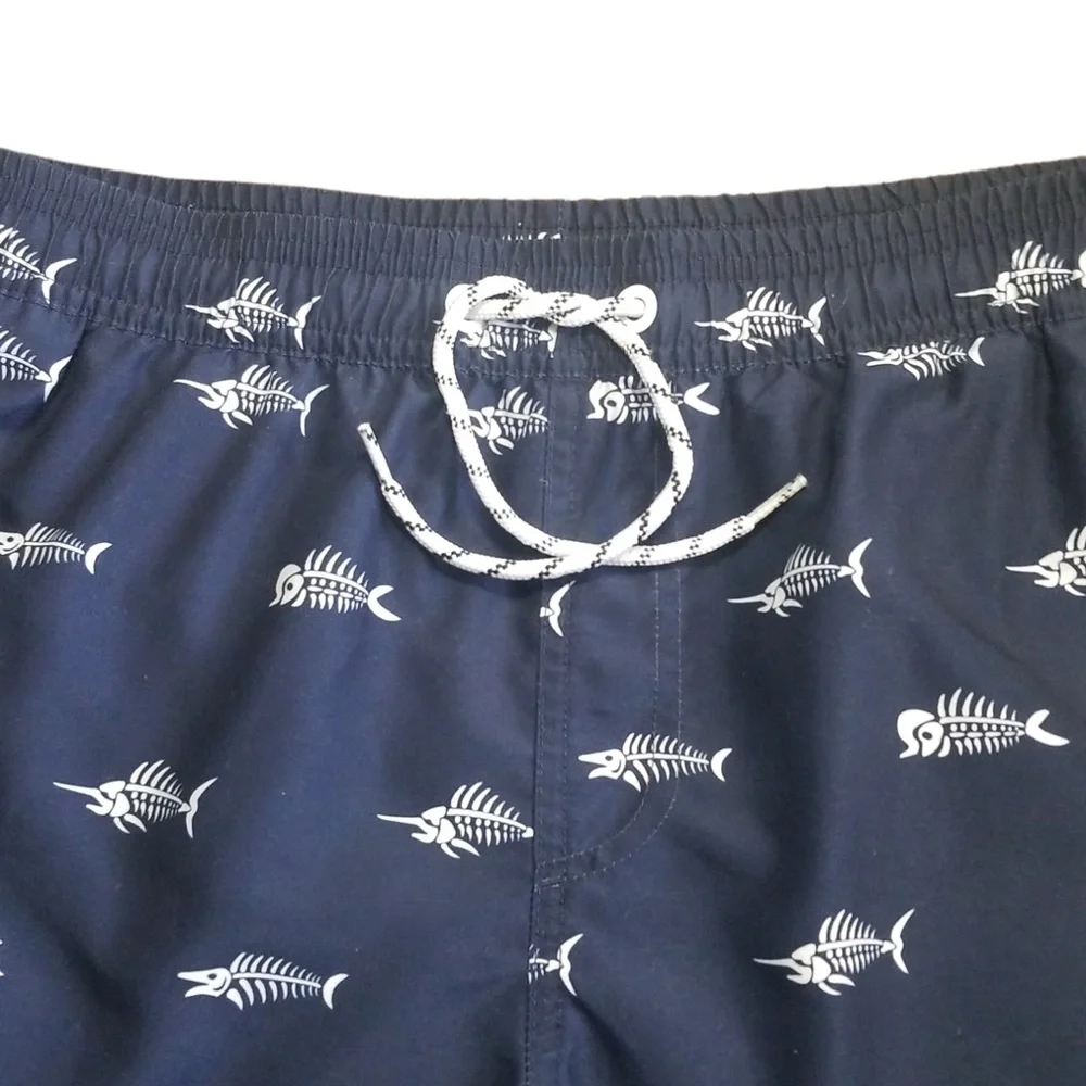 Maamgic Men's Navy Slim Fit 7 Inch Swim‎ Shorts Swim Trunks Sz. L
